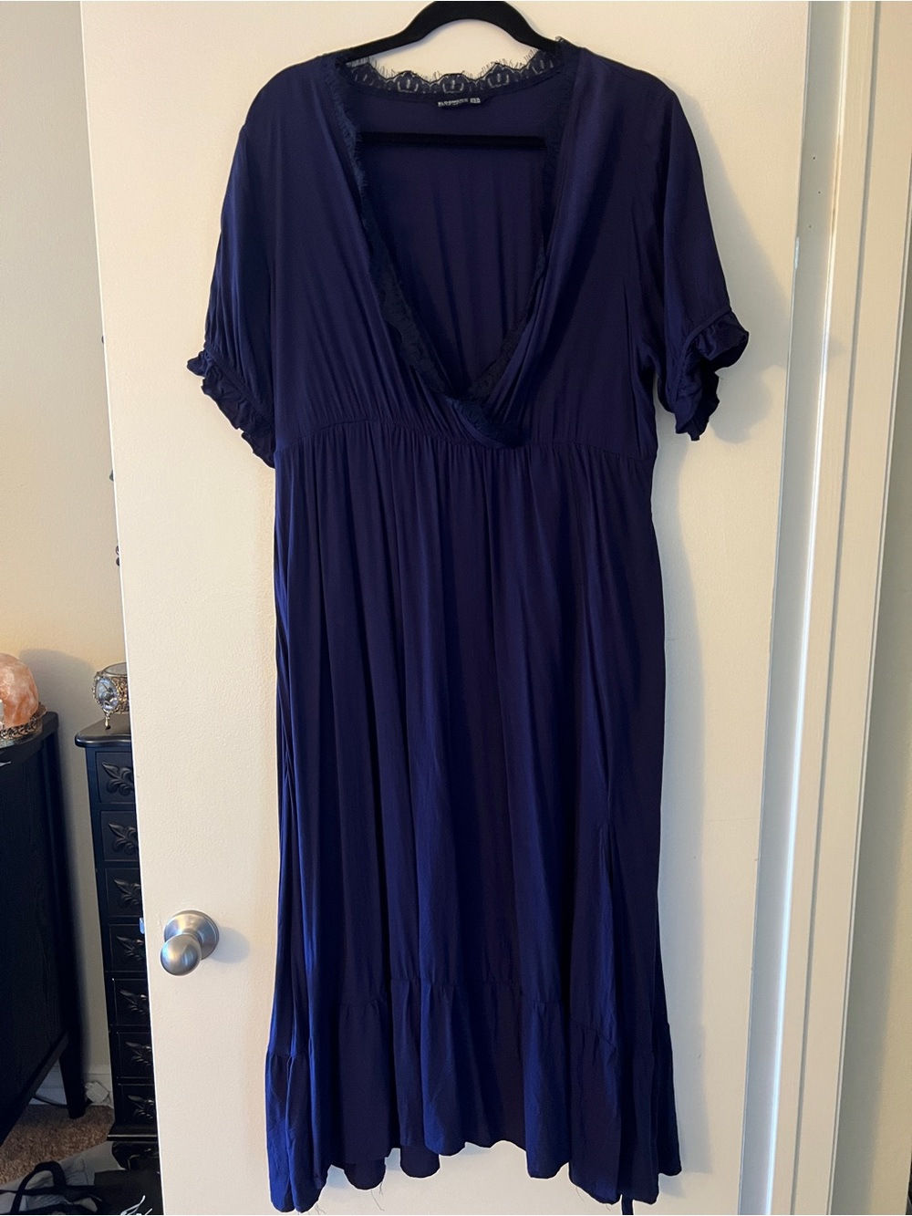 BloomChic Navy Lace-Trim Dress